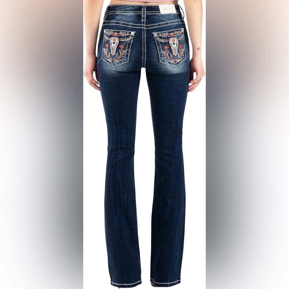 NWOT Miss‎ Me Women's Mid-Rise Steerhead Floral Boot Cut Jeans